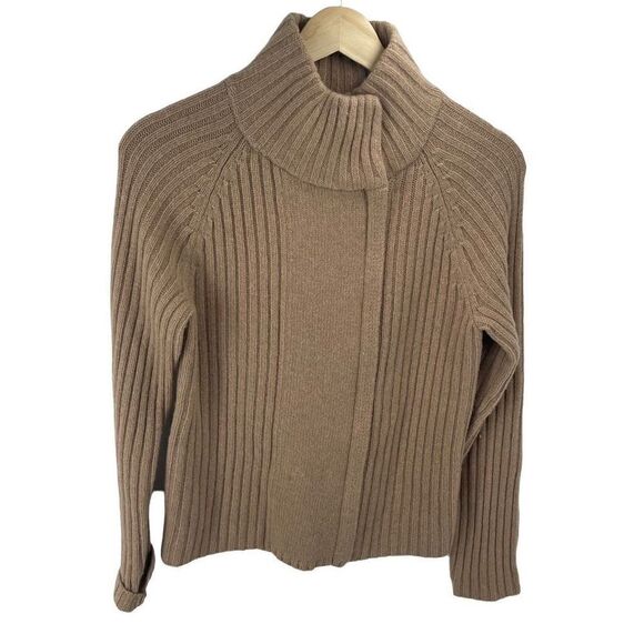 Lauren Ralph Lauren Women's Lambswool Sweater Mock Front Zip Tan Size Small - Picture 8 of 10